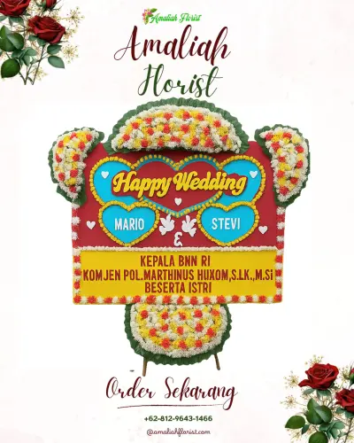Karangan Papan Bunga Pernikahan di Srengsem